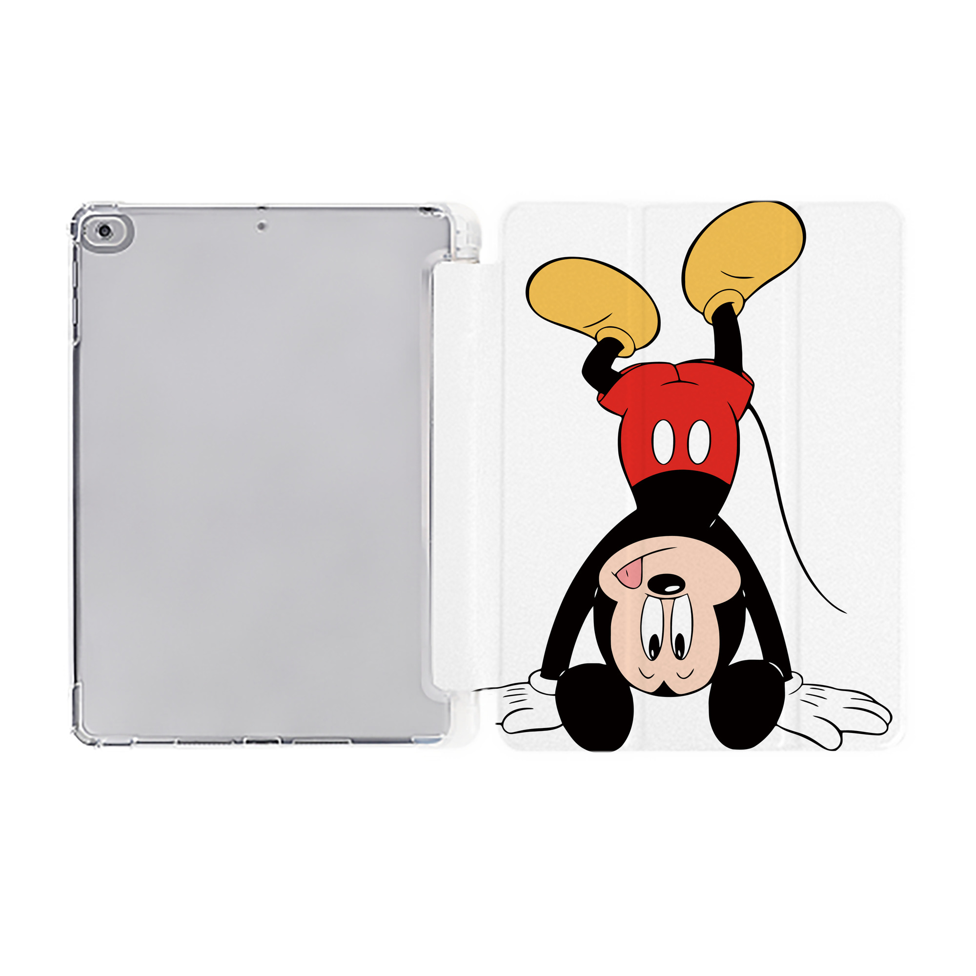 （画像用） ミッキーマウス Mickey Mouse IPad ケース ペン収納付き 三つ折りスタンド PUレザー×シリコン 対応機種9.5/10.5/10.9インチ